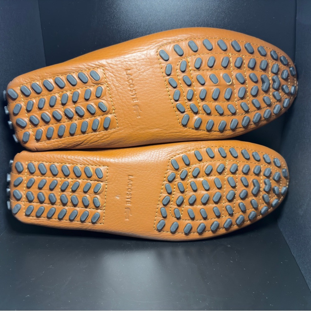 Lacoste Men's Tan Leather Slip-On Loafers - Picture 8 of 8